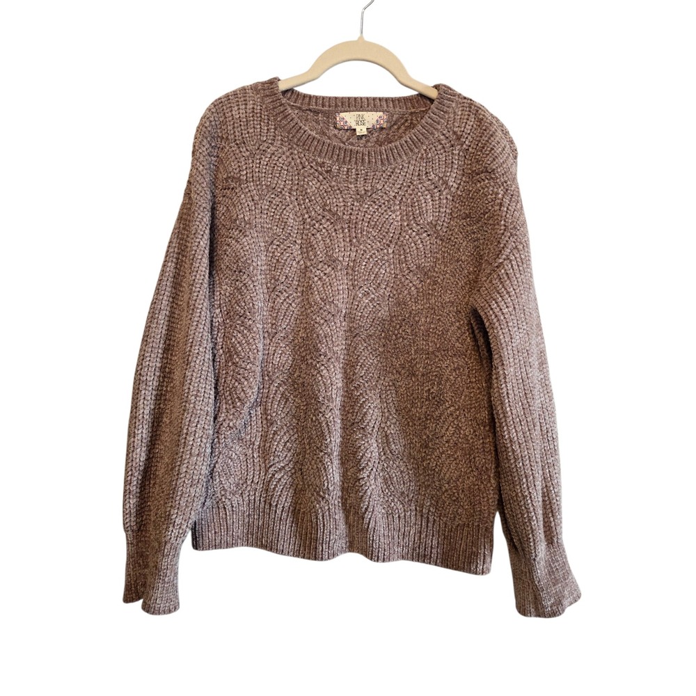Pink Rose Women's Medium Cable Knit Chenille Cozy Sweater